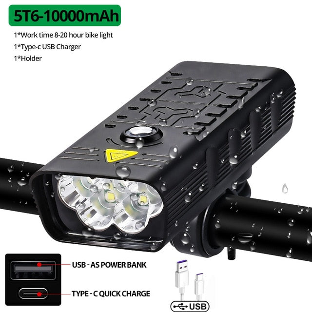 10000mAh Bike Light USB Rechargeable 3000 Lumens Bike Headlight - TrendsfashionIN