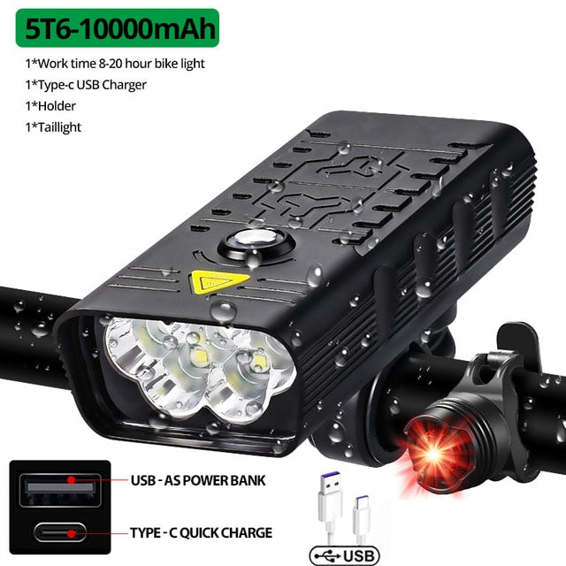 10000mAh Bike Light USB Rechargeable 3000 Lumens Bike Headlight - TrendsfashionIN