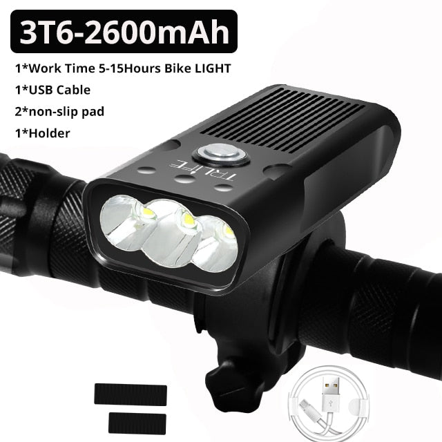 10000mAh Bike Light USB Rechargeable 3000 Lumens Bike Headlight - TrendsfashionIN