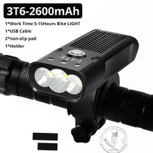 Load image into Gallery viewer, 10000mAh Bike Light USB Rechargeable 3000 Lumens Bike Headlight

