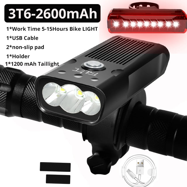 10000mAh Bike Light USB Rechargeable 3000 Lumens Bike Headlight - TrendsfashionIN