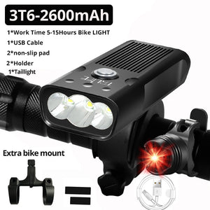 10000mAh Bike Light USB Rechargeable 3000 Lumens Bike Headlight