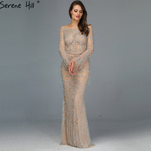 SERNE HILL Dubai Luxury Muslim Tassel Beading Long Evening Dresses Party Formal Gowns Plus Size