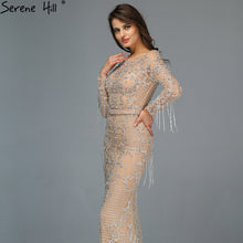 Load image into Gallery viewer, SERNE HILL Dubai Luxury Muslim Tassel Beading Long Evening Dresses Party Formal Gowns Plus Size
