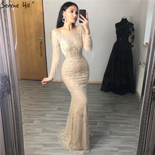 Load image into Gallery viewer, SERNE HILL Dubai Luxury Muslim Tassel Beading Long Evening Dresses Party Formal Gowns Plus Size
