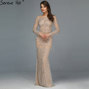 SERNE HILL Dubai Luxury Muslim Tassel Beading Long Evening Dresses Party Formal Gowns Plus Size