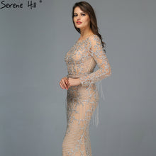 Load image into Gallery viewer, SERNE HILL Dubai Luxury Muslim Tassel Beading Long Evening Dresses Party Formal Gowns Plus Size

