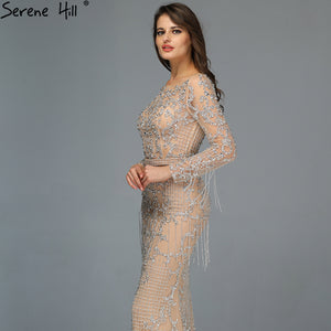 SERNE HILL Dubai Luxury Muslim Tassel Beading Long Evening Dresses Party Formal Gowns Plus Size