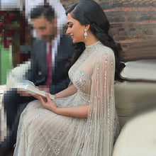 Load image into Gallery viewer, Serene Hill Grey Arabia Luxury Cape Sleeves Beading A-Line Evening Formal Dress Gowns

