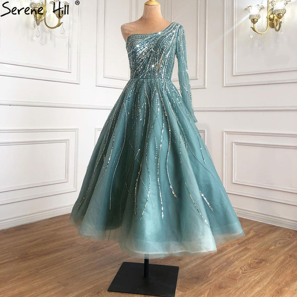 Serene Hill Turquoise Luxury Ankle Length Evening Dresses Gown For Woman