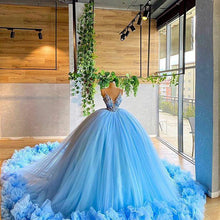 Load image into Gallery viewer, V Neck Tulle Ruffles Party Evening Dresses 2022 Purple Navy Blue Formal Prom Dress Gown Women
