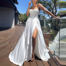 Load image into Gallery viewer, Autumn Elegant Blue Wrap Chest Evening Dress Suitable Wedding Dress
