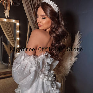 Wedding Dresses Sweetheart 3D Flower Bride Dress Puff Sleeve Split Princess Wedding Evening Ball Gowns Plus Size