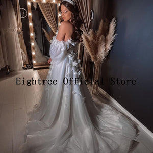 Wedding Dresses Sweetheart 3D Flower Bride Dress Puff Sleeve Split Princess Wedding Evening Ball Gowns Plus Size