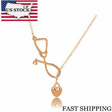 Load image into Gallery viewer, US STOCK Uloveido 3 Colors Stethoscope Lariat Necklace,Heart Pendant for Medical Student Gifts,Doctor Nurse Jewelry NZ399 20% - TrendsfashionIN
